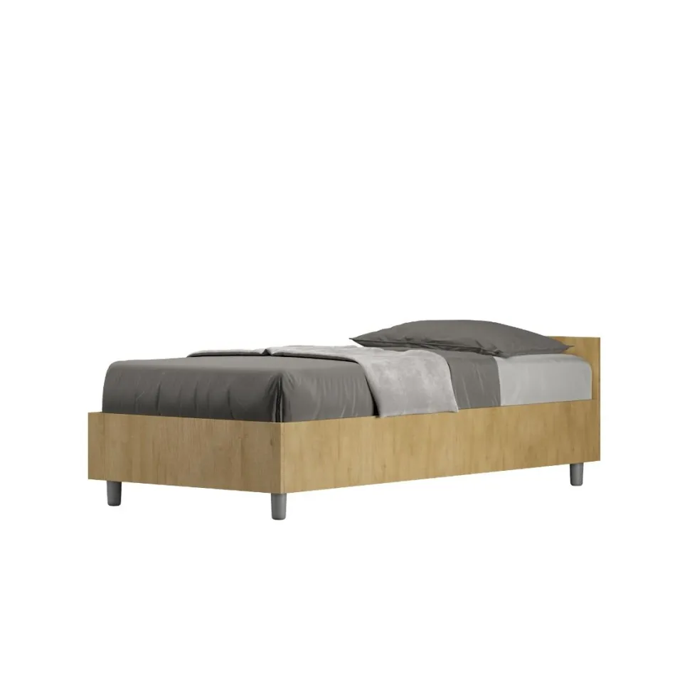Letto 80x190cm singolo testiera in nobilitato design effetto legno quercia LIT73