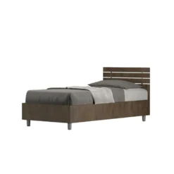 Letto 80x190cm testiera dritta effetto legno noce LIT85