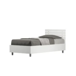 Letto 80x190cm testiera dritta effetto legno bianco frassino LIT85