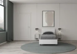 Letto 80x190cm testiera dritta effetto legno bianco frassino LIT85
