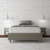 Letto 120x210cm una piazza e mezza sommier in similpelle cappuccino LIT143