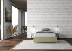 Letto 120x210cm una piazza e mezza sommier in microfibra tè verde LIT145