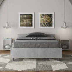 Letto 120x200cm una piazza e mezza testiera moderna cemento LIT239