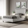 Letto 120x210cm una piazza e mezzo con testiera a linee verticali bianco LIT223
