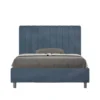 Letto 120x210cm una piazza e mezzo con testiera trapuntata in microfibra blu LIT235