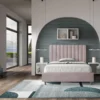 Letto 120x190cm una piazza e mezzo con testiera trapuntata in microfibra glicine lilla LIT227