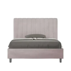 Letto 120x190cm una piazza e mezzo con testiera trapuntata in microfibra glicine lilla LIT227