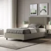 Letto 120x210cm una piazza e mezzo con testiera a linee verticali cappuccino LIT223