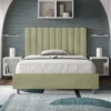 Letto 120x190cm una piazza e mezzo con testiera trapuntata in microfibra tè verde LIT227