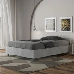 Letto 120x190cm una piazza e mezzo testiera moderna cemento LIT237