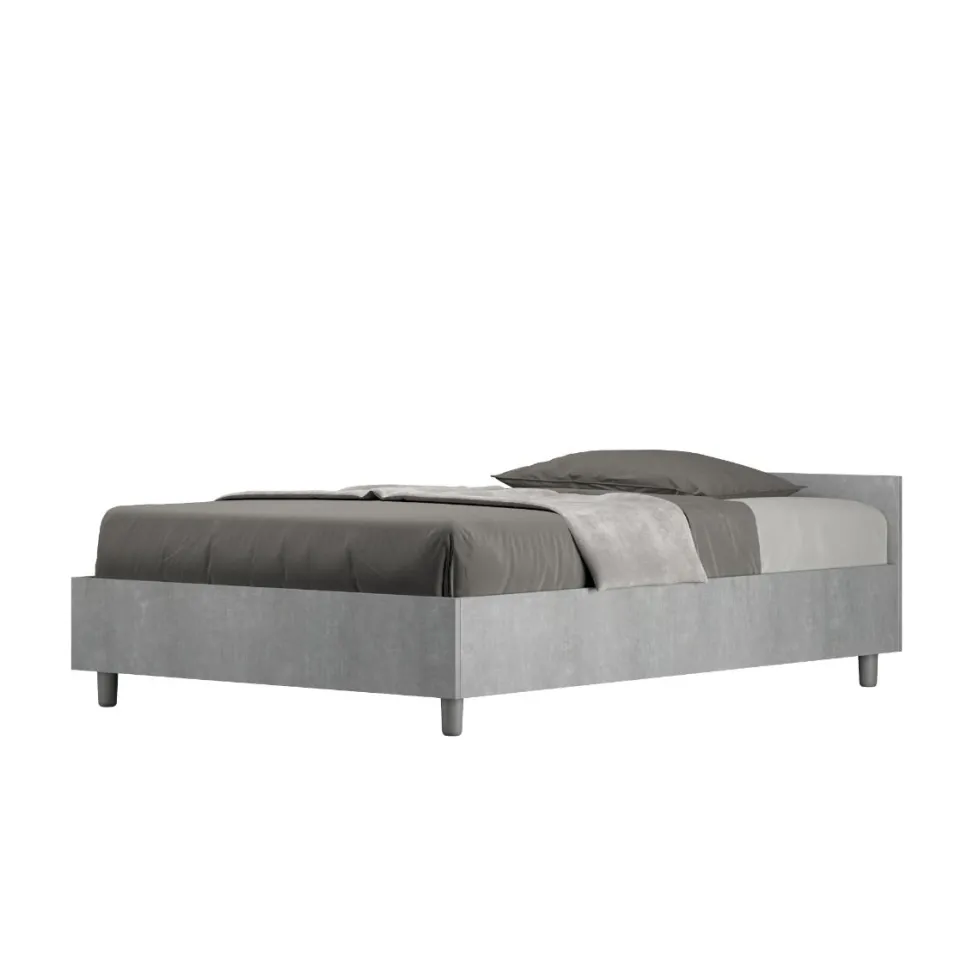 Letto 120x190cm una piazza e mezzo testiera moderna cemento LIT237
