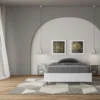 Letto 120x190cm una piazza e mezzo testiera effetto legno bianco frassino LIT237