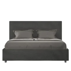 Letto 160x190 matrimoniale con giroletto imbottito in microfibra grigio LIT447