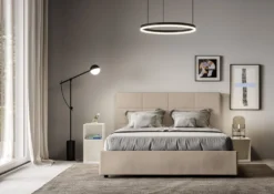Letto 160x190 matrimoniale con giroletto imbottito in similpelle tortora LIT445