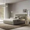 Letto 160x190 matrimoniale con giroletto imbottito in similpelle cappuccino LIT445