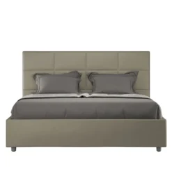 Letto 160x190 matrimoniale con giroletto imbottito in similpelle cappuccino LIT445