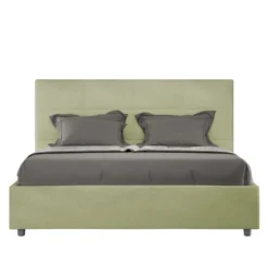 Letto 160x190 matrimoniale contenitore con giroletto imbottito in microfibra tè verde LIT448