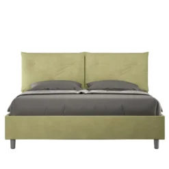 Letto 160x200 matrimoniale contenitore con testiera imbottita con tre bottoni microfibra tè verde LIT440