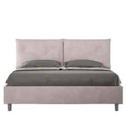 Letto 160x200 matrimoniale contenitore con testiera imbottita con tre bottoni microfibra glicine lilla LIT440