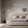 Letto 160x200 matrimoniale contenitore con giroletto imbottito in similpelle tortora LIT450