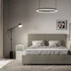 Letto 160x200 matrimoniale contenitore con giroletto imbottito in similpelle cappuccino LIT450