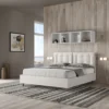 Letto 160x190 matrimoniale contenitore design trapuntato con testiera imbottita e bottoni bianco LIT428