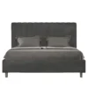Letto 160x210 matrimoniale contenitore in microfibra con testiera effetto trapuntato grigio LIT492