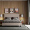 Letto 160x200 matrimoniale contenitore con testiera trapuntata linee orizzontali tortora LIT460