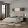 Letto 160x210 matrimoniale contenitore con testiera imbottita con tre bottoni similpelle tortora LIT442