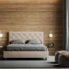 Letto 160x200 matrimoniale contenitore con testiera trapuntata design a rombo con bottoni tortora LIT472