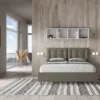 Letto 160x200 matrimoniale contenitore design trapuntato con testiera imbottita e bottoni cappuccino LIT430