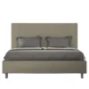 Letto 160x210 matrimoniale contenitore in similpelle e testiera linee verticali cappuccino LIT480