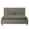 Letto 160x190 matrimoniale contenitore con testiera a quadretti in similpelle cappuccino LIT464