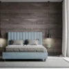 Letto 160x190 matrimoniale contenitore in microfibra con testiera effetto trapuntato azzurro LIT484
