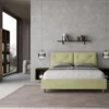 Letto 160x190 matrimoniale con testiera imbottita con tre bottoni microfibra tè verde LIT435