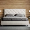 Letto 160x200 matrimoniale con testiera trapuntata design a rombo con bottoni bianco LIT471