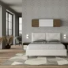 Letto 160x190 matrimoniale con testiera imbottita con tre bottoni similpelle bianco LIT433