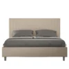 Letto 160x190 matrimoniale con testiera a quadretti in similpelle tortora LIT463
