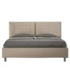 Letto 160x210 matrimoniale design trapuntato con testiera imbottita e bottoni tortora LIT431