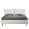 Letto 160x200 matrimoniale design trapuntato con testiera imbottita e bottoni bianco LIT429