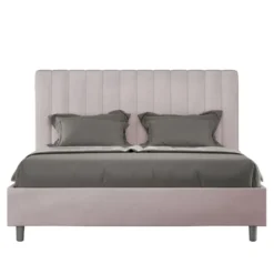 Letto 160x190 matrimoniale in microfibra con testiera effetto trapuntato glicine lilla LIT483