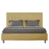 Letto 160x200 matrimoniale in microfibra con testiera effetto trapuntato ocra LIT487