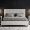 Letto 160x190 matrimoniale in similpelle e testiera linee verticali bianco LIT475