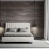 Letto 160x190 matrimoniale in similpelle con testiera effetto trapuntato bianco LIT481