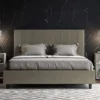 Letto 160x210 matrimoniale in similpelle e testiera linee verticali cappuccino LIT479