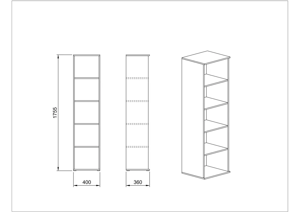 Libreria a colonna alta e stretta rovere chiaro LUI4