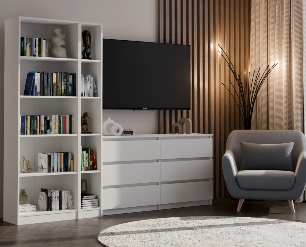 Libreria a colonna 25x182 cm salvaspazio bianco opaco LBT19