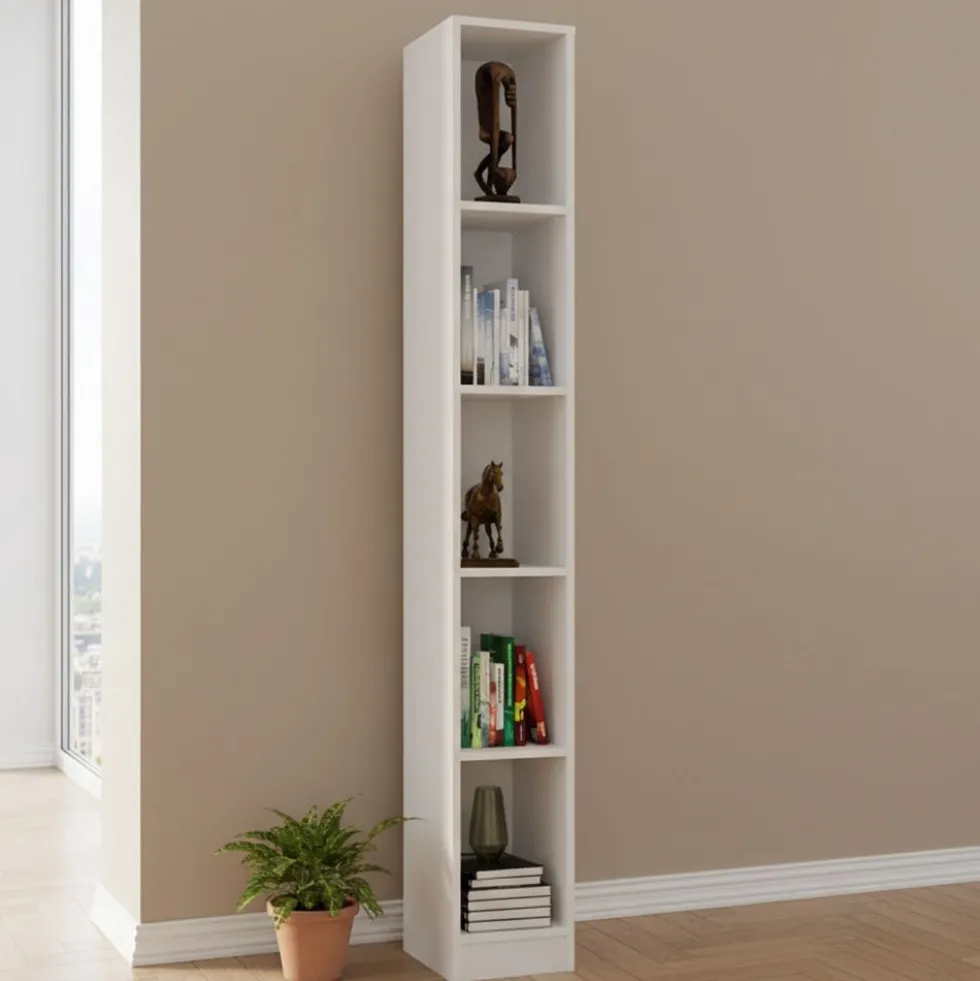 Libreria a colonna 25x182 cm salvaspazio bianco opaco LBT19