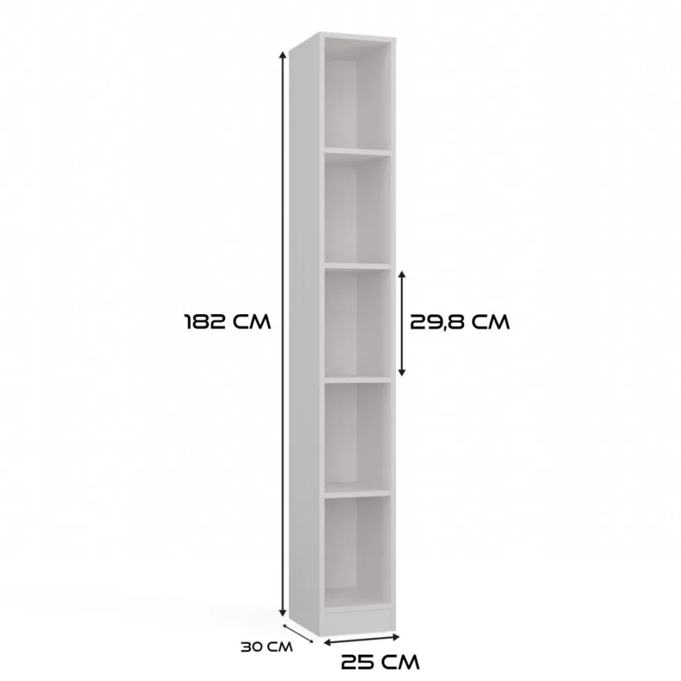 Libreria a colonna 25x182 cm salvaspazio bianco opaco LBT19