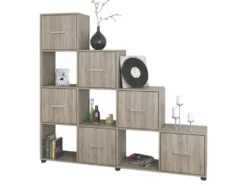 Libreria a giorno per salotto in rovere scuro LB1